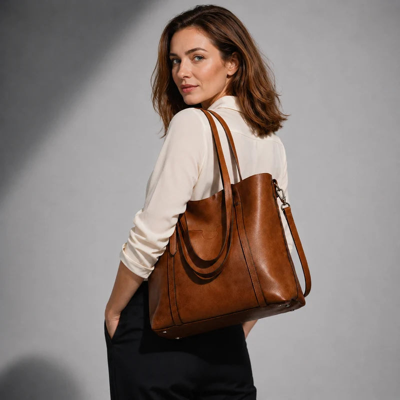 Women's Genuine Leather Messenger Bag - Elegant Woman