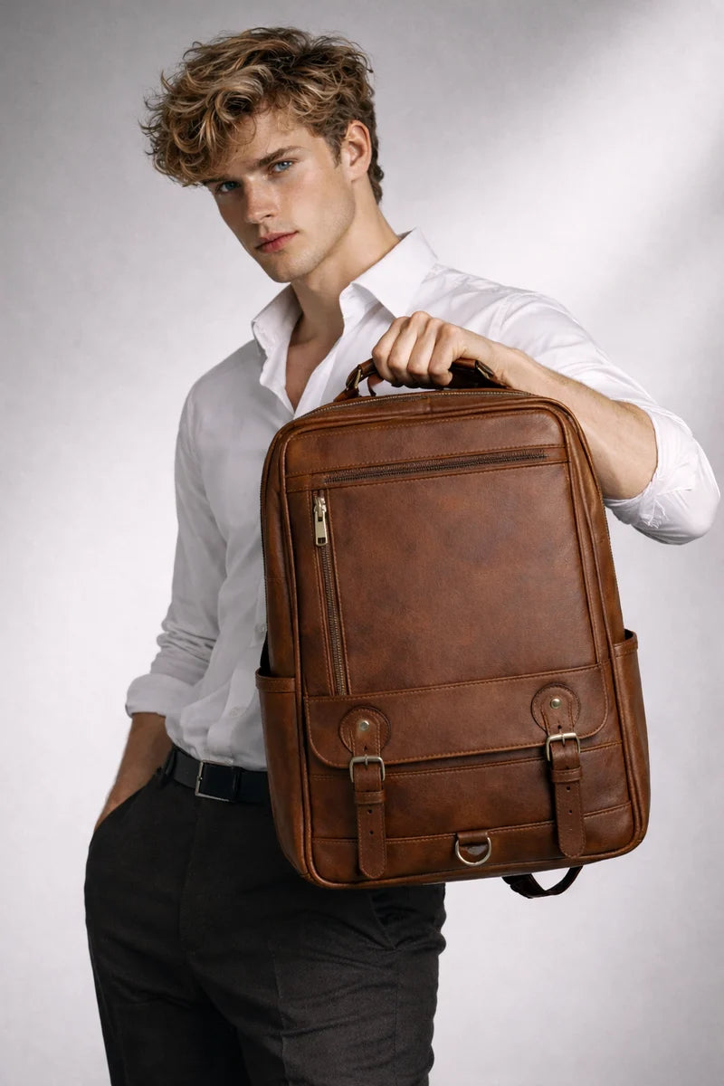 Men's Real Leather Backpack - Marlborough