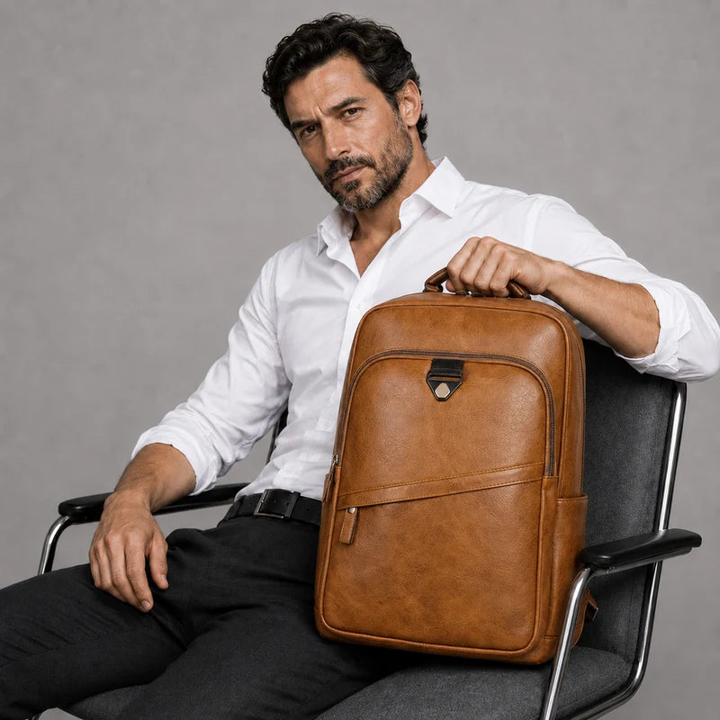 Men's Real Leather Backpack - Survival
