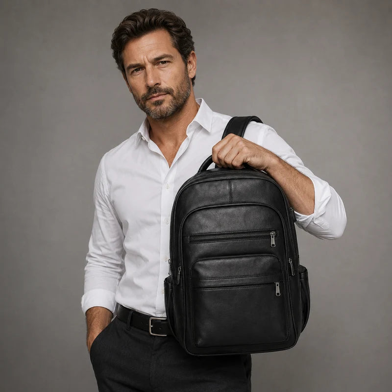 Men's Real Leather Backpack - Oxbridge